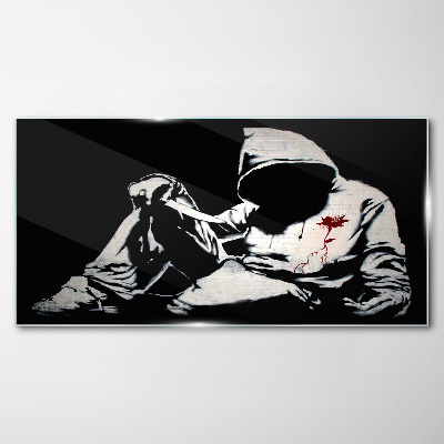 Üvegkép Férfi egy késsel Banksy