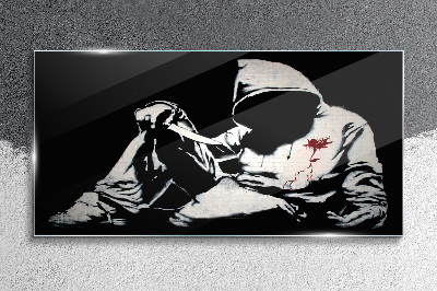 Üvegkép Férfi egy késsel Banksy