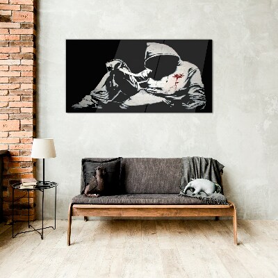Üvegkép Férfi egy késsel Banksy