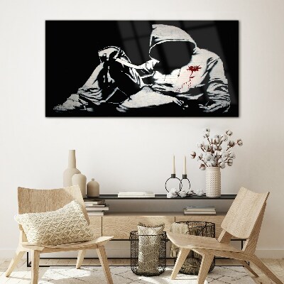 Üvegkép Férfi egy késsel Banksy