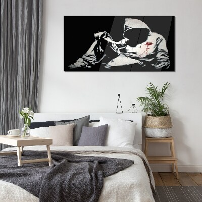 Üvegkép Férfi egy késsel Banksy