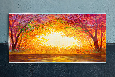 Üvegkép Víz őszi naplemente