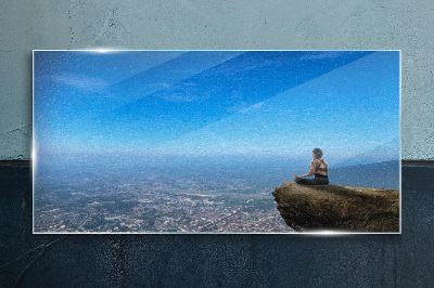 Üvegkép Meditáció a hegy tetején
