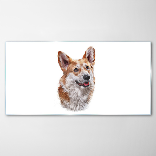 Üvegkép Egy vidám corgi kutya portréja