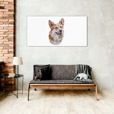 Üvegkép Egy vidám corgi kutya portréja