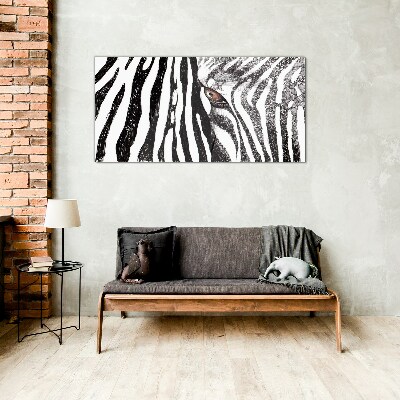 Üvegkép Zebra monokróm stílusban