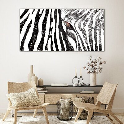 Üvegkép Zebra monokróm stílusban