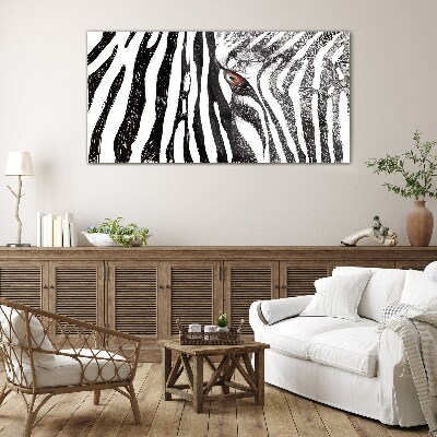 Üvegkép Zebra monokróm stílusban