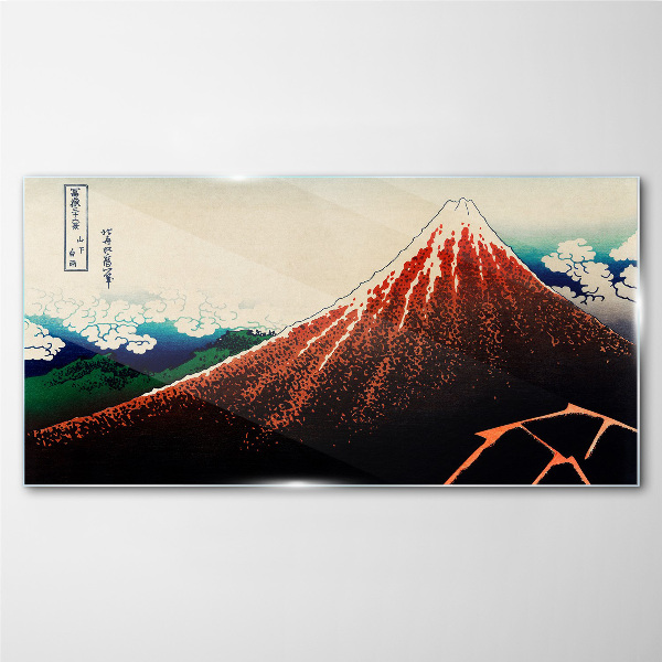 Üvegkép Fuji vulkán Japán színeiben