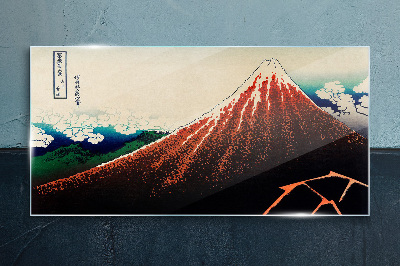 Üvegkép Fuji vulkán Japán színeiben