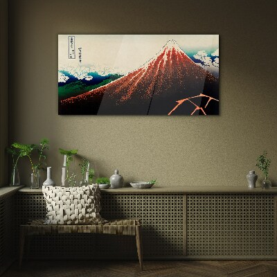 Üvegkép Fuji vulkán Japán színeiben