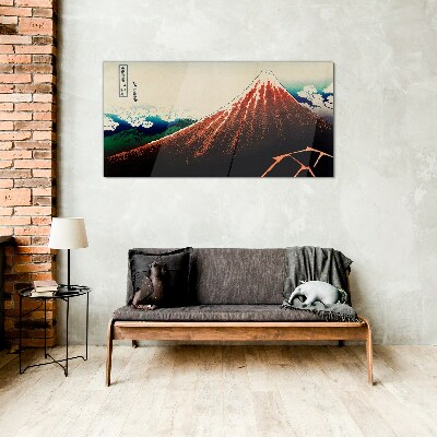 Üvegkép Fuji vulkán Japán színeiben