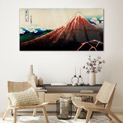 Üvegkép Fuji vulkán Japán színeiben