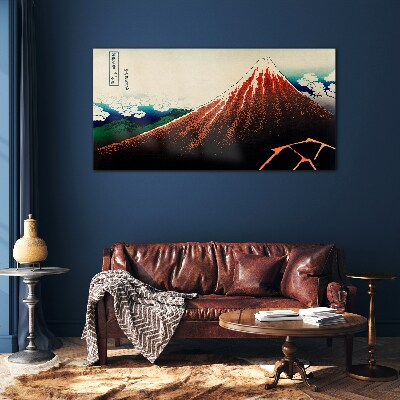 Üvegkép Fuji vulkán Japán színeiben