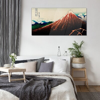 Üvegkép Fuji vulkán Japán színeiben