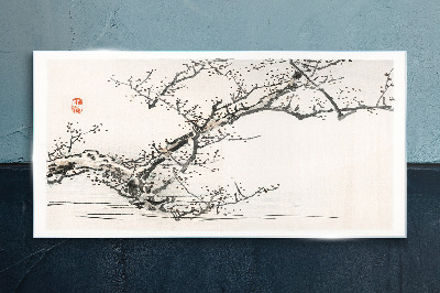 Üvegkép Japán stílusú virágos ág
