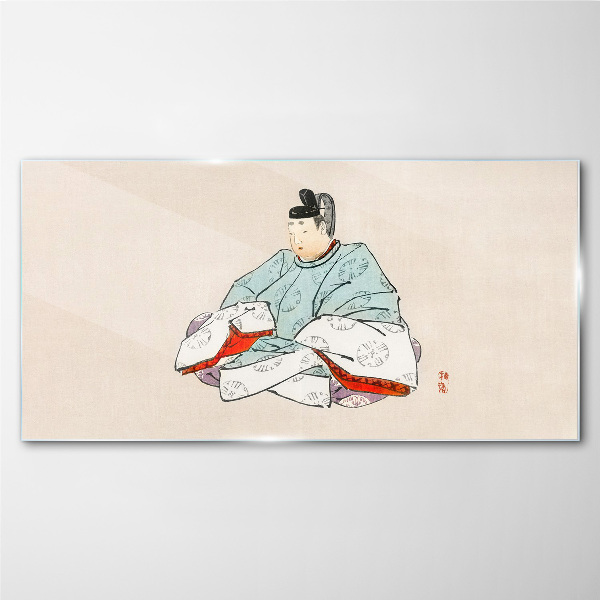 Üvegkép Japán művész népviseletben