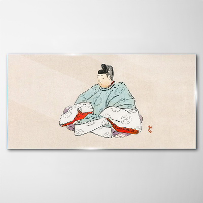 Üvegkép Japán művész népviseletben