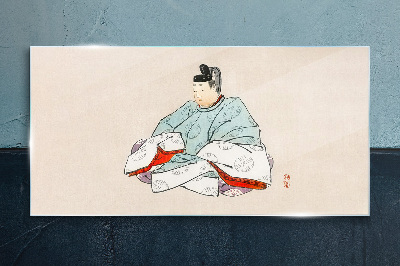 Üvegkép Japán művész népviseletben