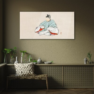 Üvegkép Japán művész népviseletben