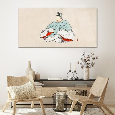 Üvegkép Japán művész népviseletben
