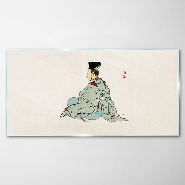 Üvegkép Japán szépség hagyományos kimonóban