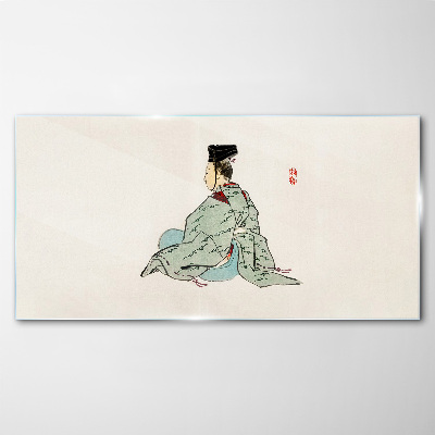 Üvegkép Japán szépség hagyományos kimonóban