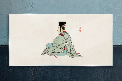 Üvegkép Japán szépség hagyományos kimonóban