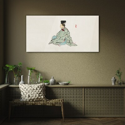 Üvegkép Japán szépség hagyományos kimonóban