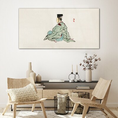 Üvegkép Japán szépség hagyományos kimonóban