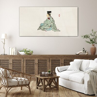 Üvegkép Japán szépség hagyományos kimonóban