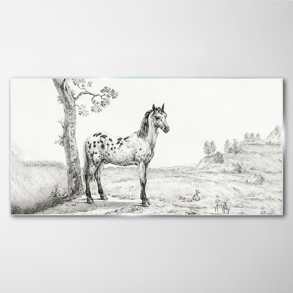 Üvegkép Rajzok lovak állatok
