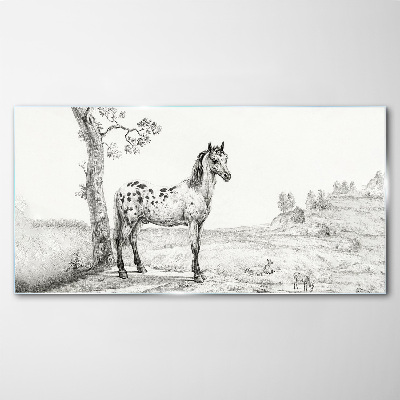 Üvegkép Rajzok lovak állatok