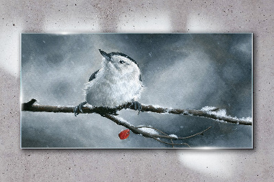 Üvegkép Állati madár hó tél