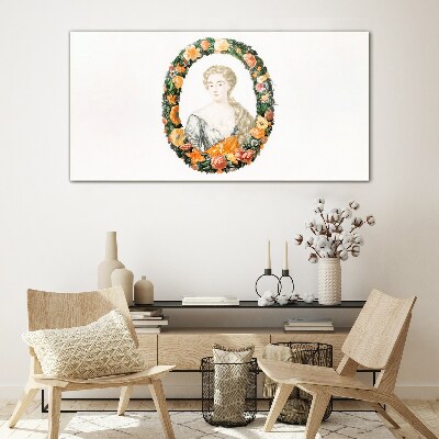 Üvegkép Portré nő virágokkal