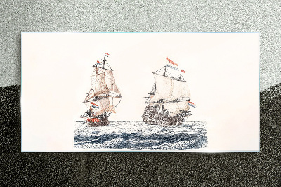 Üvegkép Vitorlás hajók a nyugodt tengeren