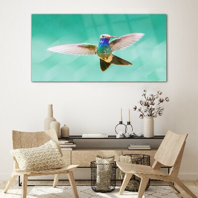 Üvegkép Kolibri kék háttérrel