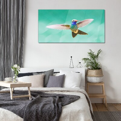 Üvegkép Kolibri kék háttérrel