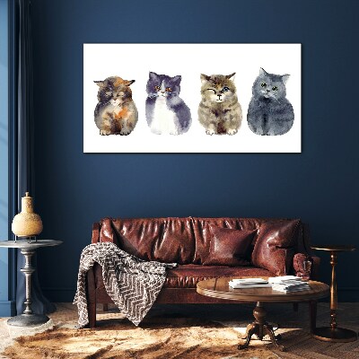 Üvegkép Állatok akvarell macskák