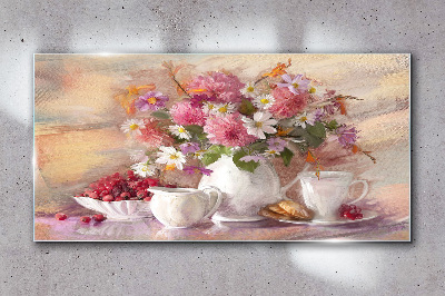 Üvegkép Absztrakt virágok csészék