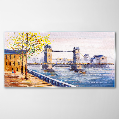 Üvegkép London Bridge őszi fákkal