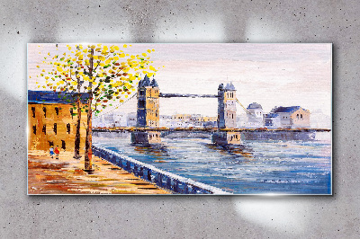 Üvegkép London Bridge őszi fákkal