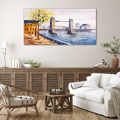 Üvegkép London Bridge őszi fákkal