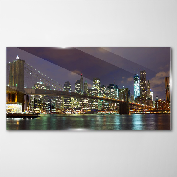 Üvegkép Brooklyn Bridge éjszaka