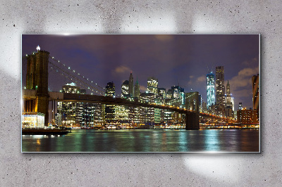 Üvegkép Brooklyn Bridge éjszaka