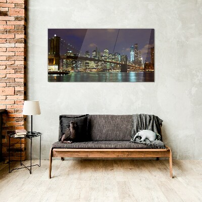 Üvegkép Brooklyn Bridge éjszaka