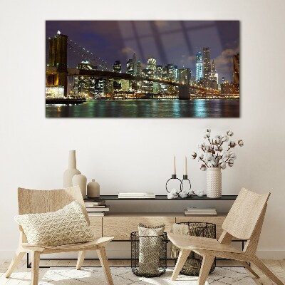 Üvegkép Brooklyn Bridge éjszaka