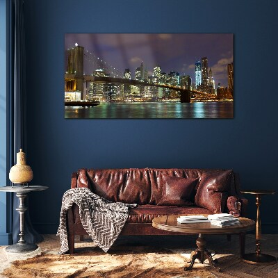 Üvegkép Brooklyn Bridge éjszaka