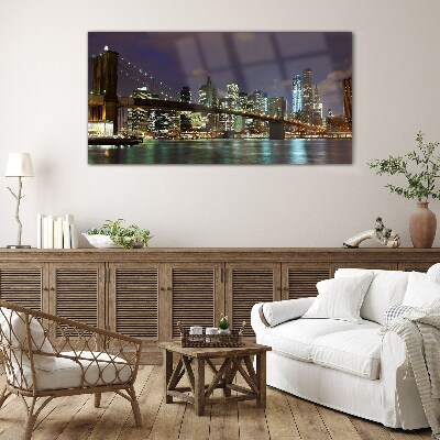 Üvegkép Brooklyn Bridge éjszaka