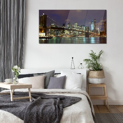 Üvegkép Brooklyn Bridge éjszaka